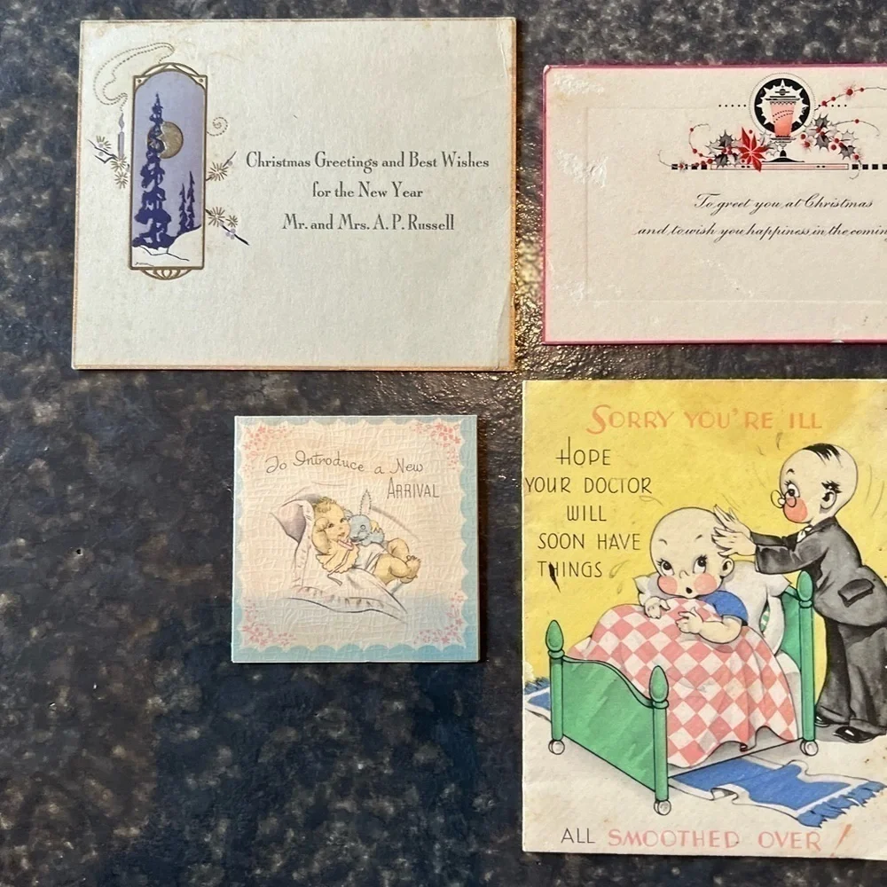 Lot of 4 VTG Classic Greeting Cards 1970s Children Snow Animals Ziggy